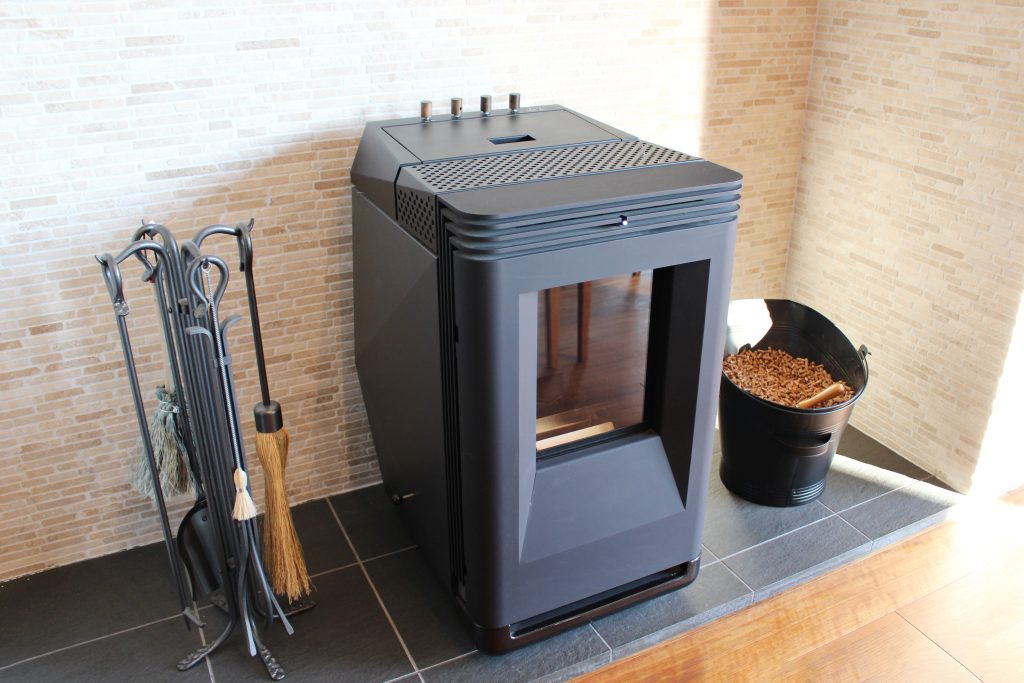 Sleek pellet fireplace stove with high efficiency, eco-friendly heating and modern technology