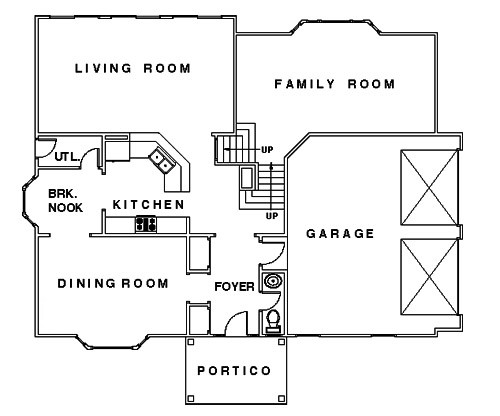 Closed floor plan architectural diagram showing separate rooms with defined walls