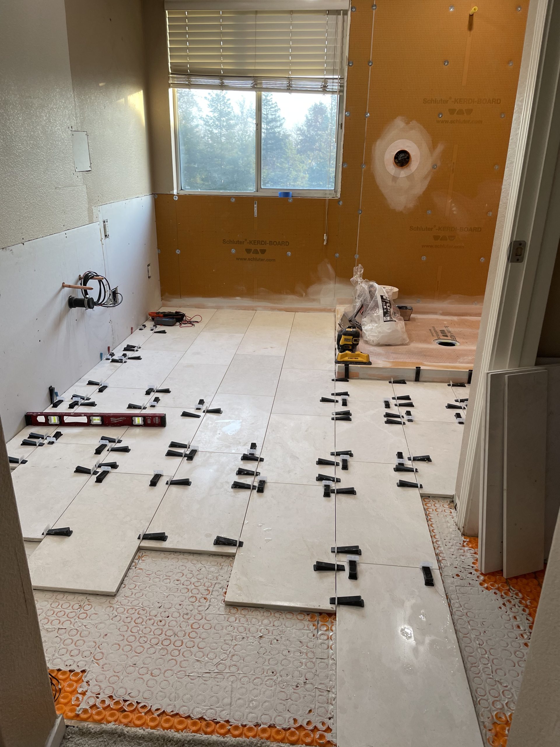 During construction: Tile installation